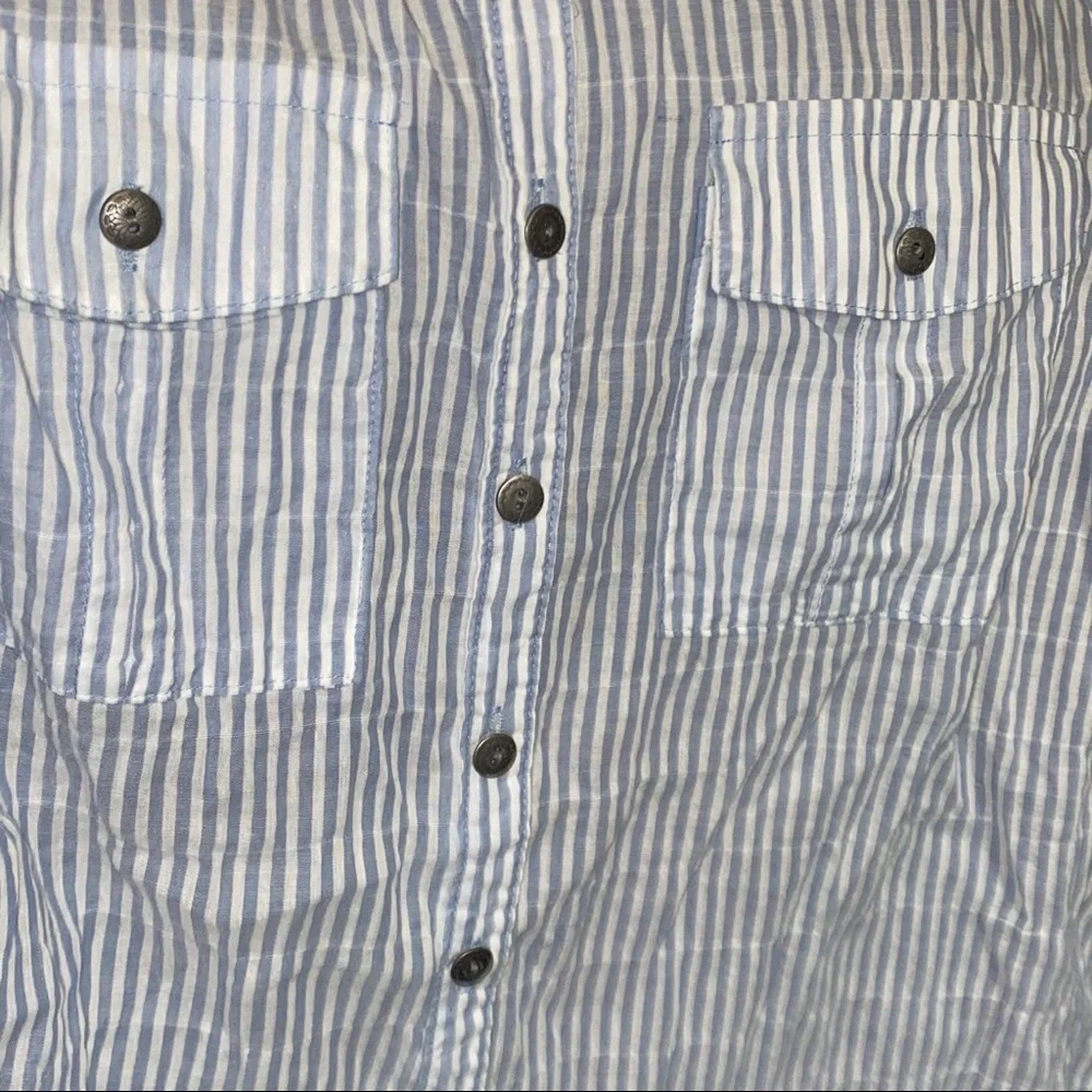 Free People Party in the Back Oxford Combo Button Down Shirt XS Cottagecore NWT